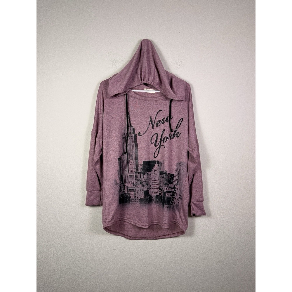 New York bedazzled Lightweight Pink Hoodie New‎ With Tags Size Large